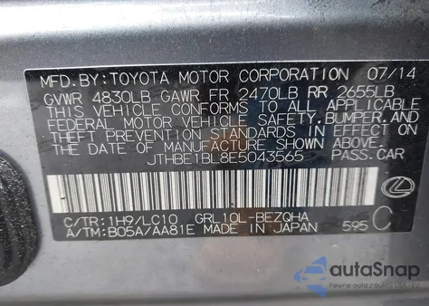 2014 Lexus Gs 350 z USA, uszkodzony, nr VIN JTHBE1BL8E5043565